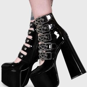 killstar panic platform buckle heels brand new pentagram goth witchy